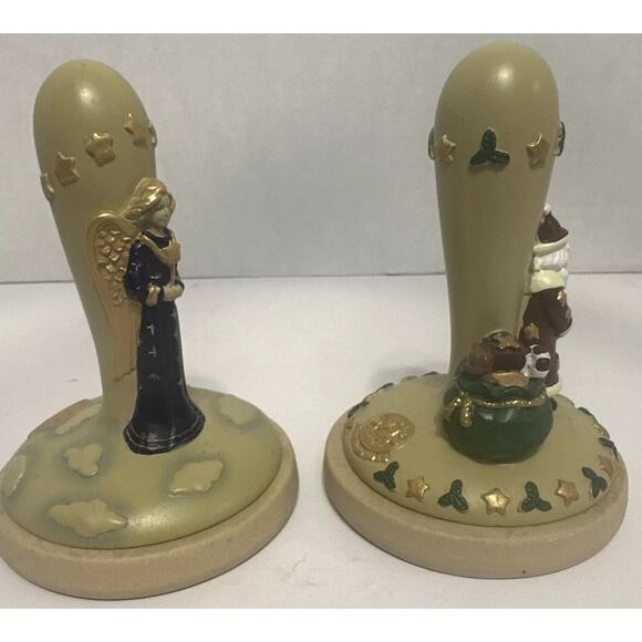 Vintage Christmas Angel & Santa Cookie Stamps Ceramic Baking Molds Set - Picture 6 of 11